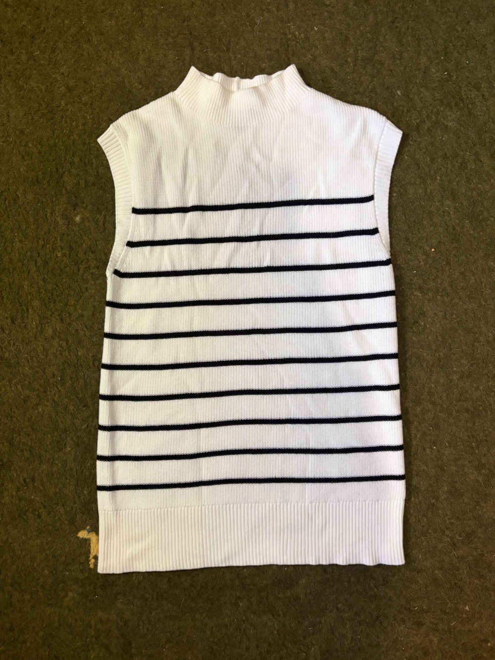 Talbots White Tank with Black Horizontal Stripes